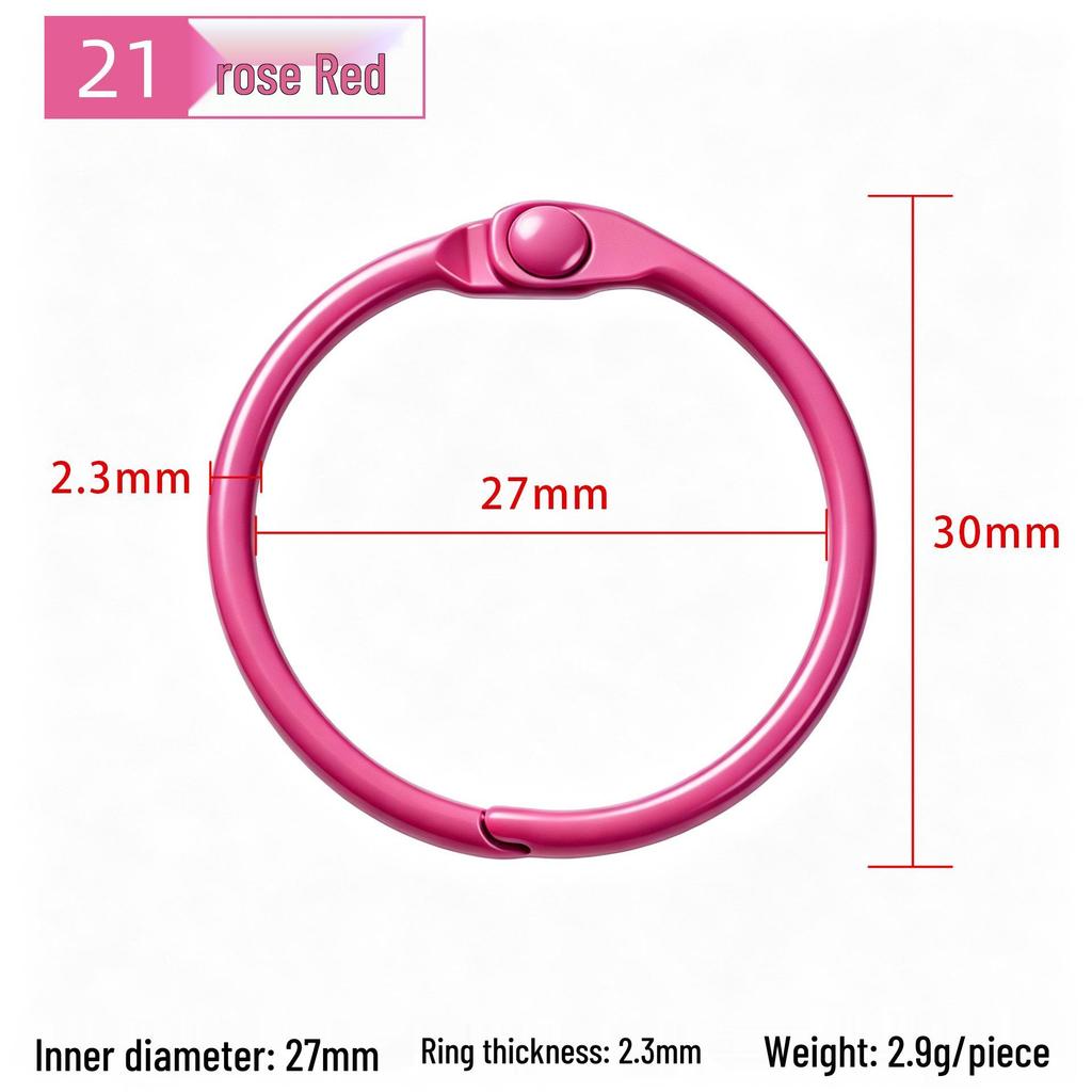 30mm Colorful Metal Book Ring & Keychain Buckle - DIY Open Jump, Loose-Leaf & Card Holder