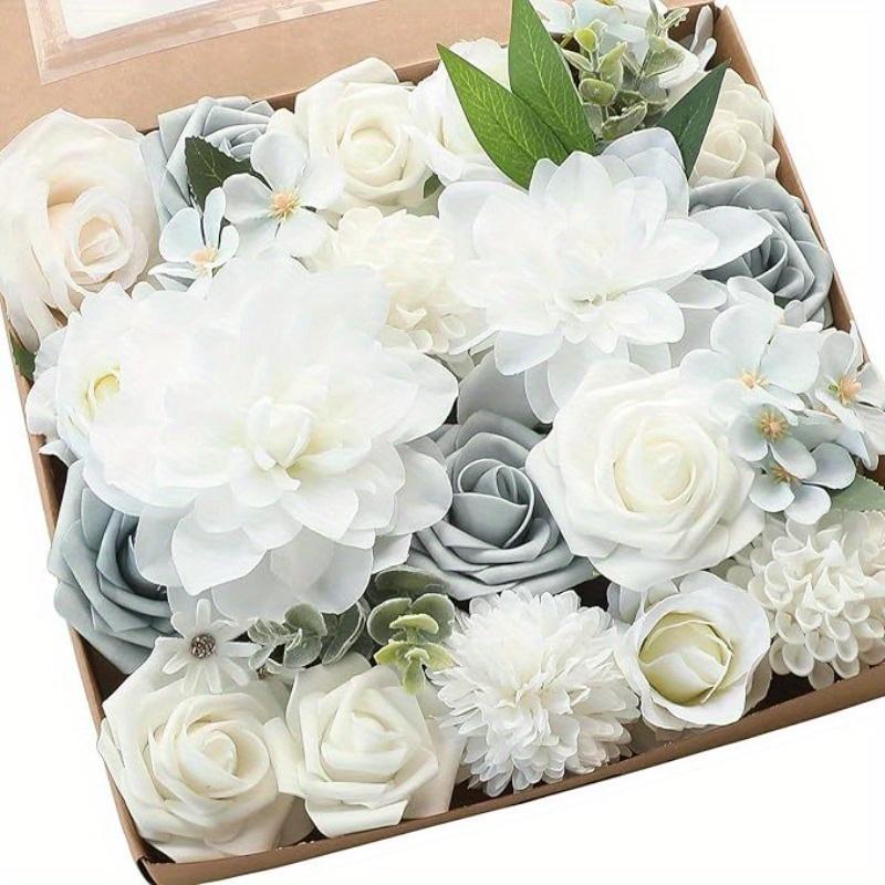 1Pc Artificial Flower Rose Gift Box Birthday Wedding Flower Head with Rod DIY Bridal Bouquet