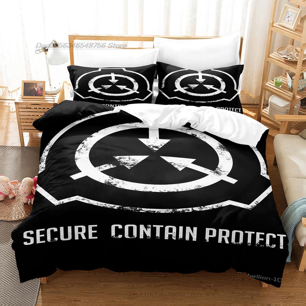 SCP Secure Contain Beding Set Single Twin Ful Quen King-Sized Dimensionsd Dimensions Bed Linen Set Aldult Kid Bedrom Duvetcover Sets 3D bed shet set