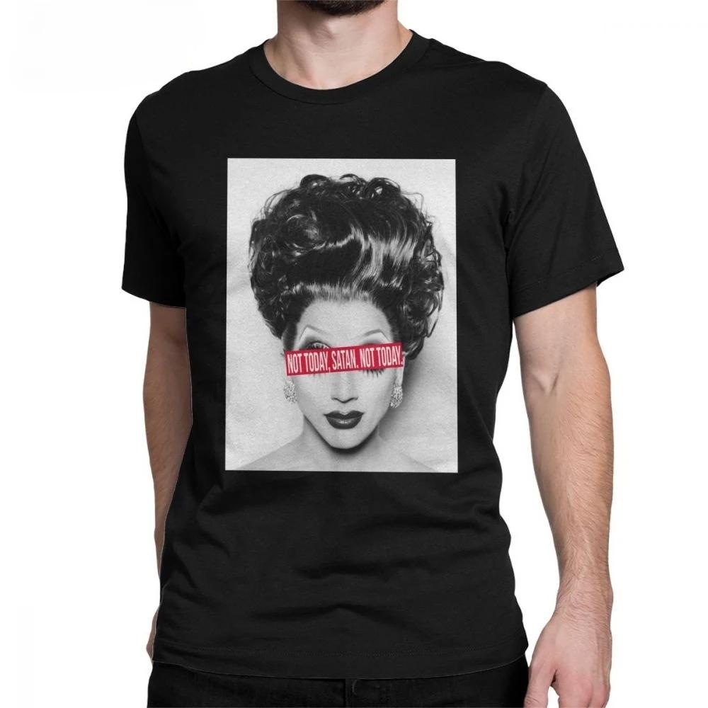 

Simple Short Sleeves Gray Clothes LE RuPaul Not Today Satan Not Today RuPaul s Drag Race Men T Shirt Summer Funny Style cotton M