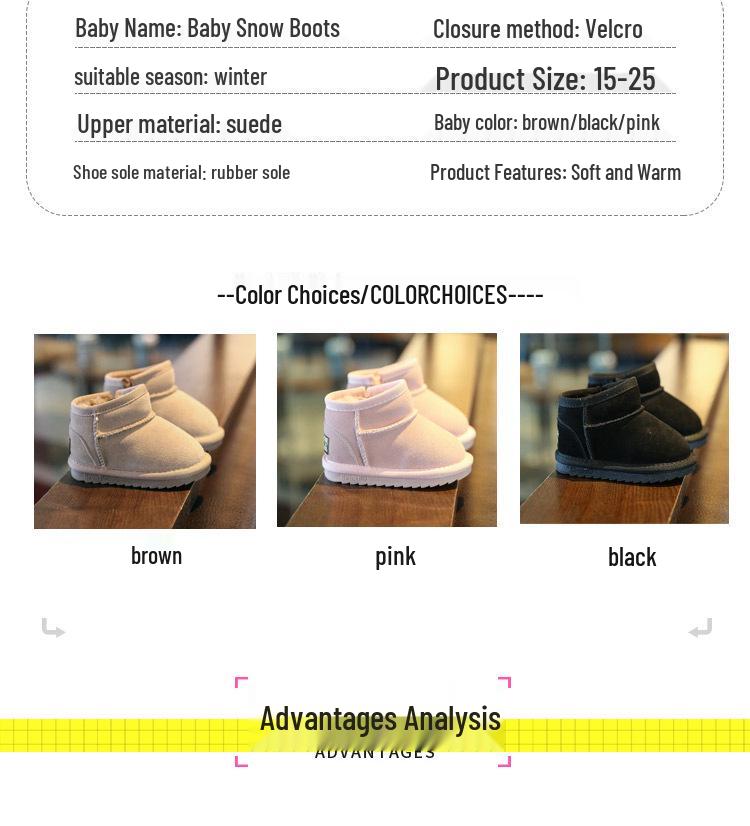 Dziecięce zimowe buty śniegowe z aksamitną podszewką – Ciepłe, miękkie podeszwy buty dla malucha