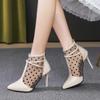 fashion Sharp toe mesh boots, high heels, women's summer 2024 fashion new mesh cool boots, fashionable and luxurious slim heel sandals