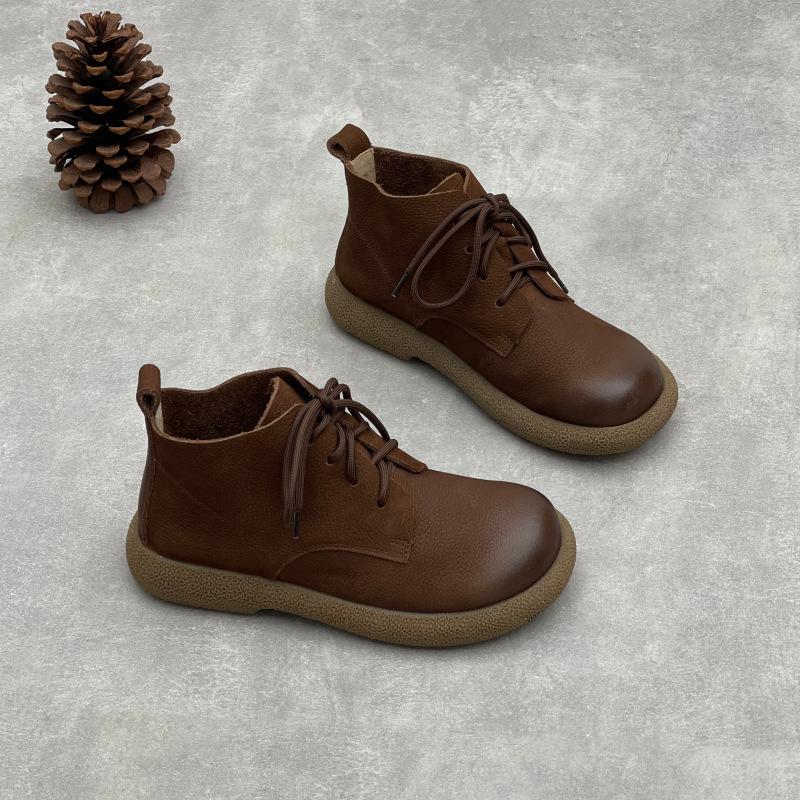 Kurzstiefel-Stil, Rundzehen, Flachabsatz, Schnürschuhe mit weicher Sohle für Damen, High-Top-Schuhe