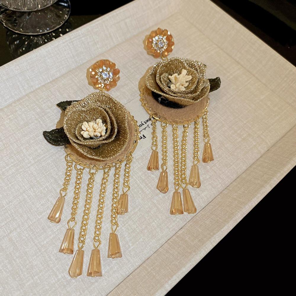 Ambience Silver Needle Flower Fringed Earrings Small Fresh Temperament Earrings Advanced Earrings Women