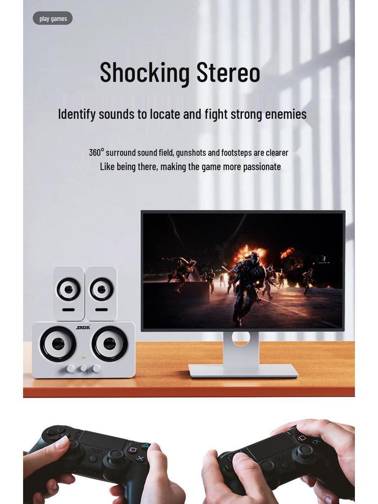 Universal Multimedia Bluetooth Wired USB Desktop Speaker with Subwoofer