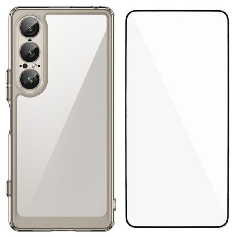 For Sony Xperia 1 VII Phone Case WANLONFENG XC Series TPU Acrylic Cover with Tempered Glass (Big Lens Hole)
