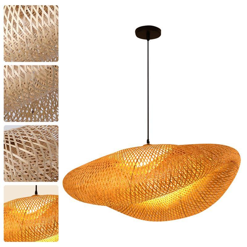 Retro Bamboo Pendant Light Zen Tea Room Vintage Basket Ceiling Chandeliers Lamps Home Decor E27 Handmake Weave Lighting Fixtures