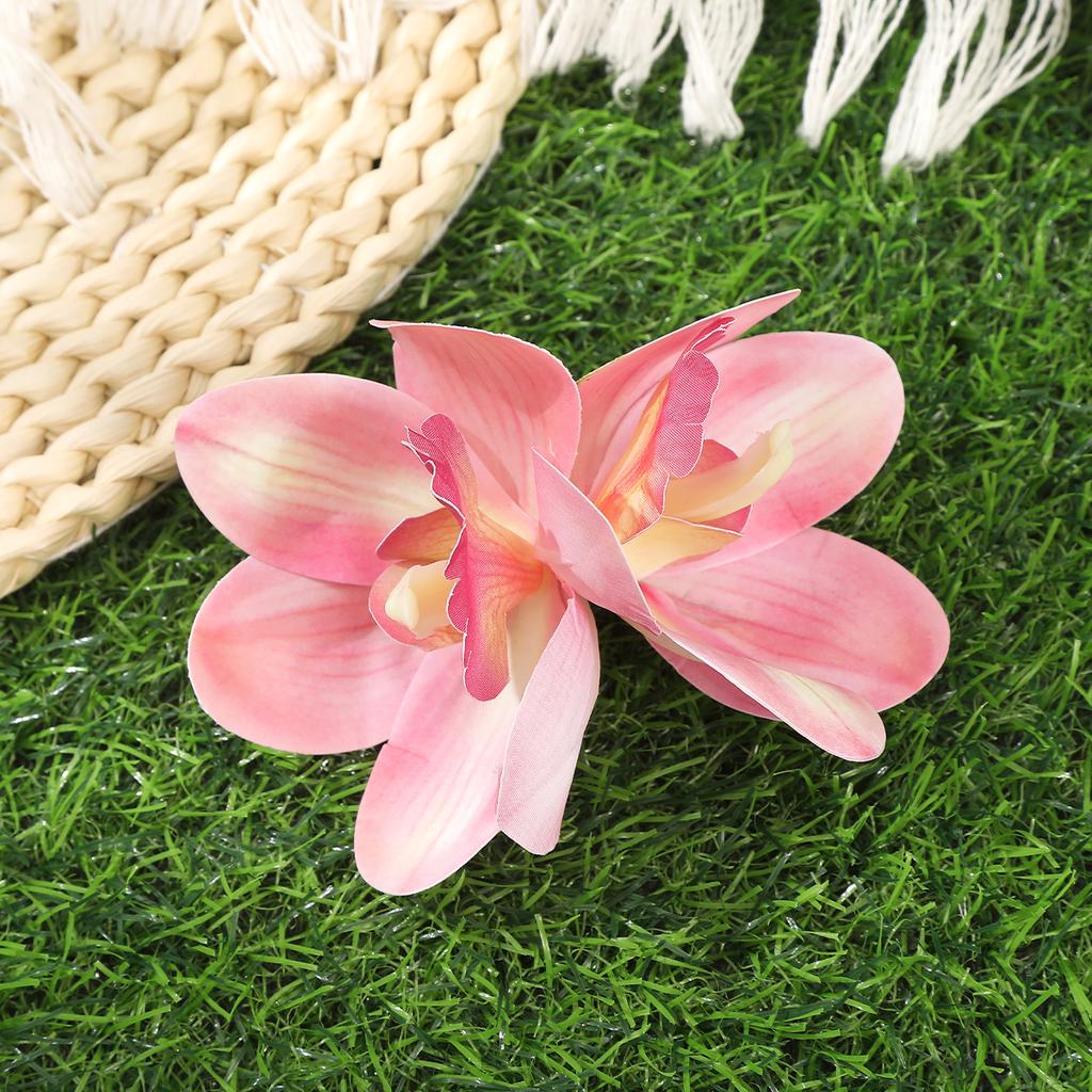 AWAYTR Kolorowa Orchidea Cymbidium Spinka do Włosów Kaczydziobowa Floralne Klipsy do Włosów Walentynkowe Nakrycie Głowy Akcesoria do Włosów Dziewczynki Prezent Festiwalowy
