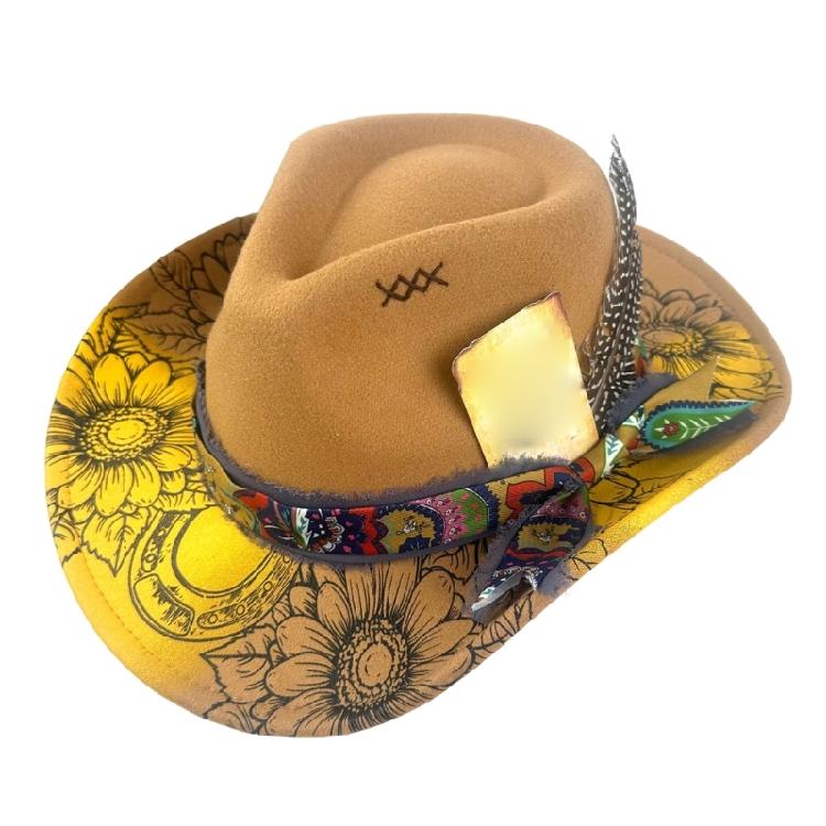 Ribbon Trimmed Felts Cowgirls Hat Feather Embellished Design For Horseback Outdoor Vacation Daily Use хаки