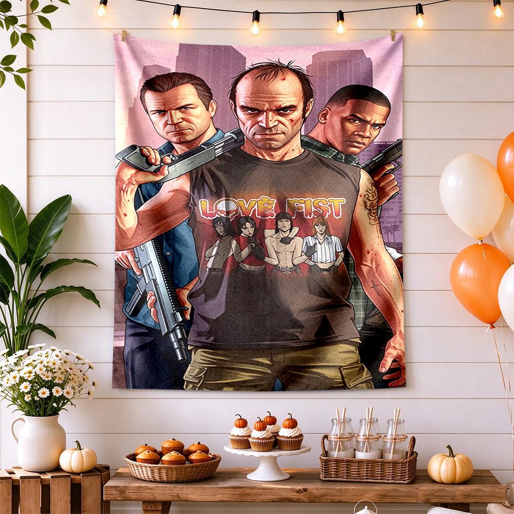 Gta Boho Wall Tapestry Retro Boho Ideal for Bedroom Studio Wall Dorm Wall Year-Round Vintage Wall Art Perfect Gift for Dorm Roommate