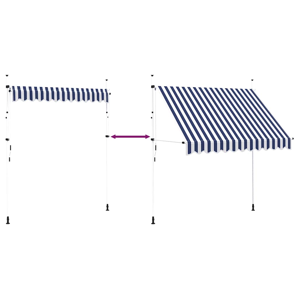 Manual Retractable Awning 250 Cm Blue White Striped