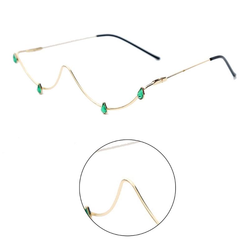 Hip Hop Rhinestones Sunglasses Stylish Decorative Eye Glasses Half Frame W Shape Live Show Party Photo Props