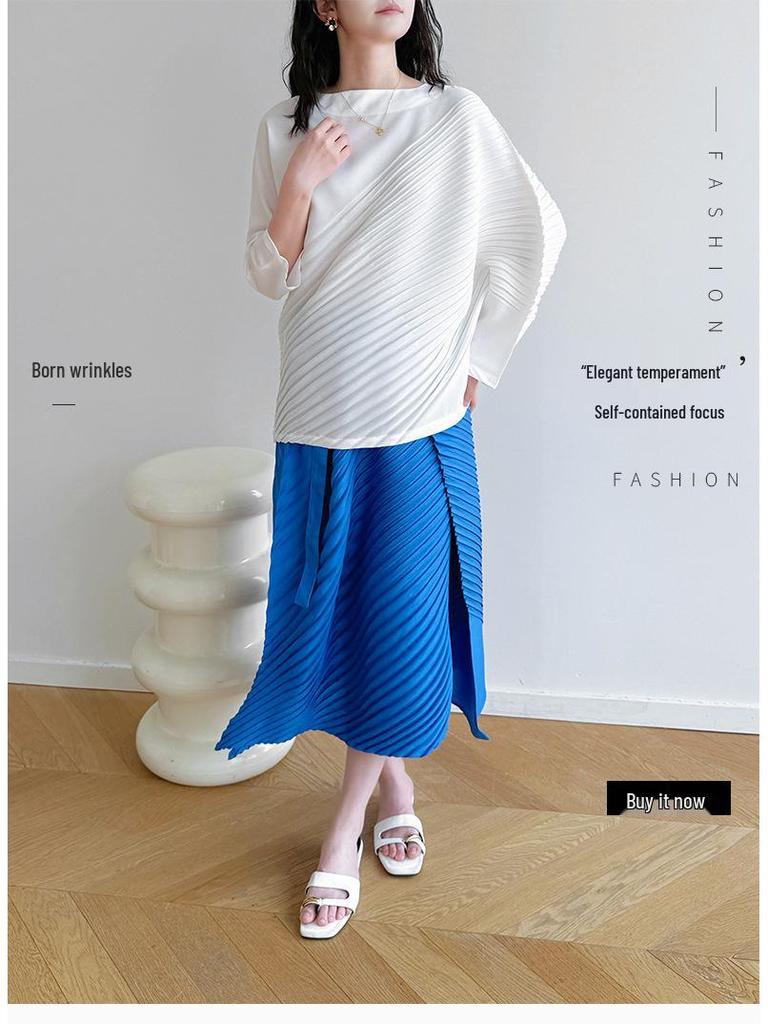 2026 Spring New Miyake High-End Irregular Pleated Plus Size Loose Casual Top