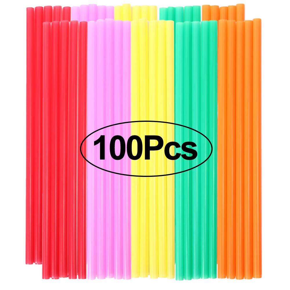 100Pcs Disposable Plastic Straws Colorful Bubble Milk Tea Cocktail Drinking Straws Party Birthday Supplies Kitchen Accessories