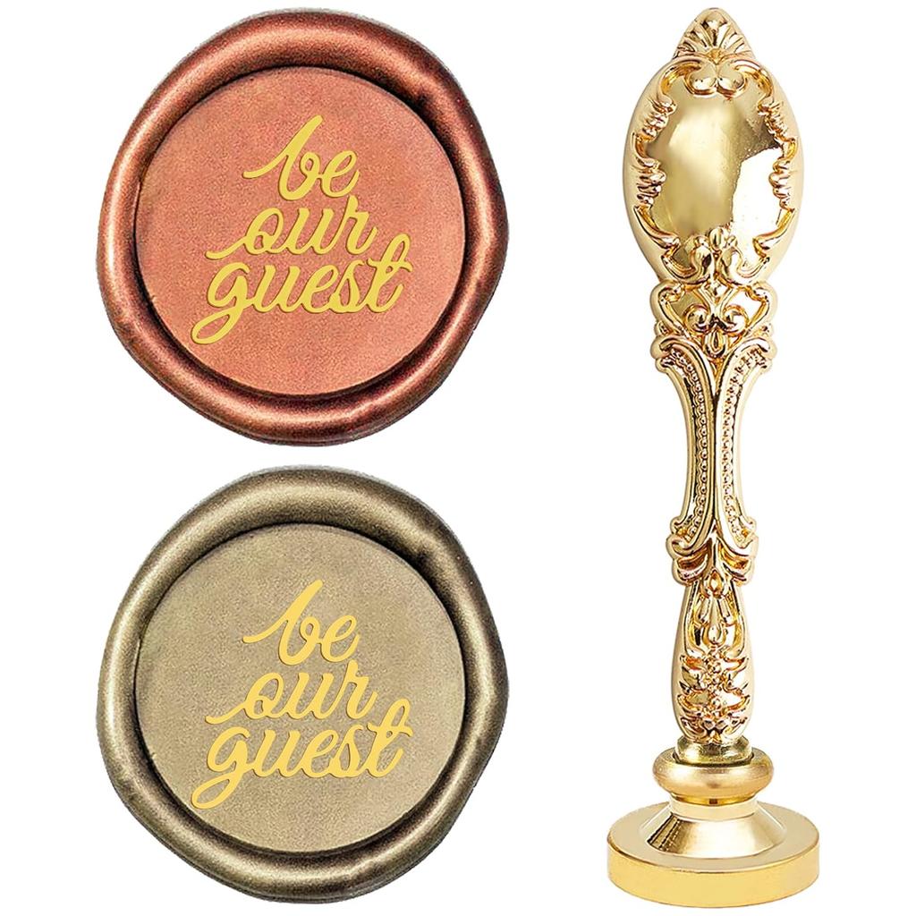 CRASPIRE Wax Seal Stamp Be Our Guest Invitations Sealing Wax Stamps with Alloy Handle 25mm Removable Brass Wedding Wax Seal for Wedding Envelopes