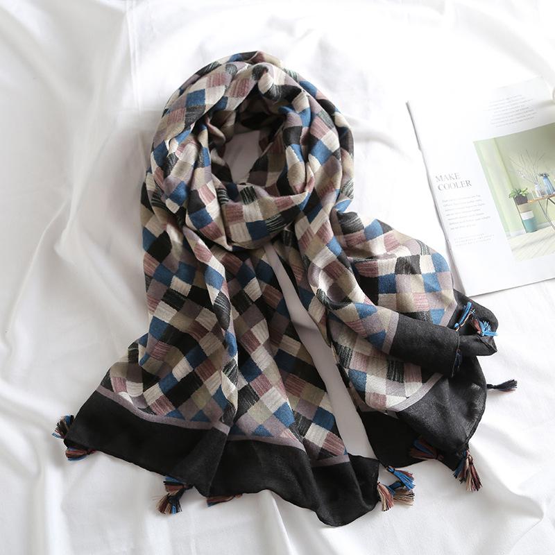 Women Fashion Leopard Patchwork Fringe Viscose Shawl Scarf Lady High Quality Wrap Pashmina Stole Bufandas Muslim Hijab 180*90Cm