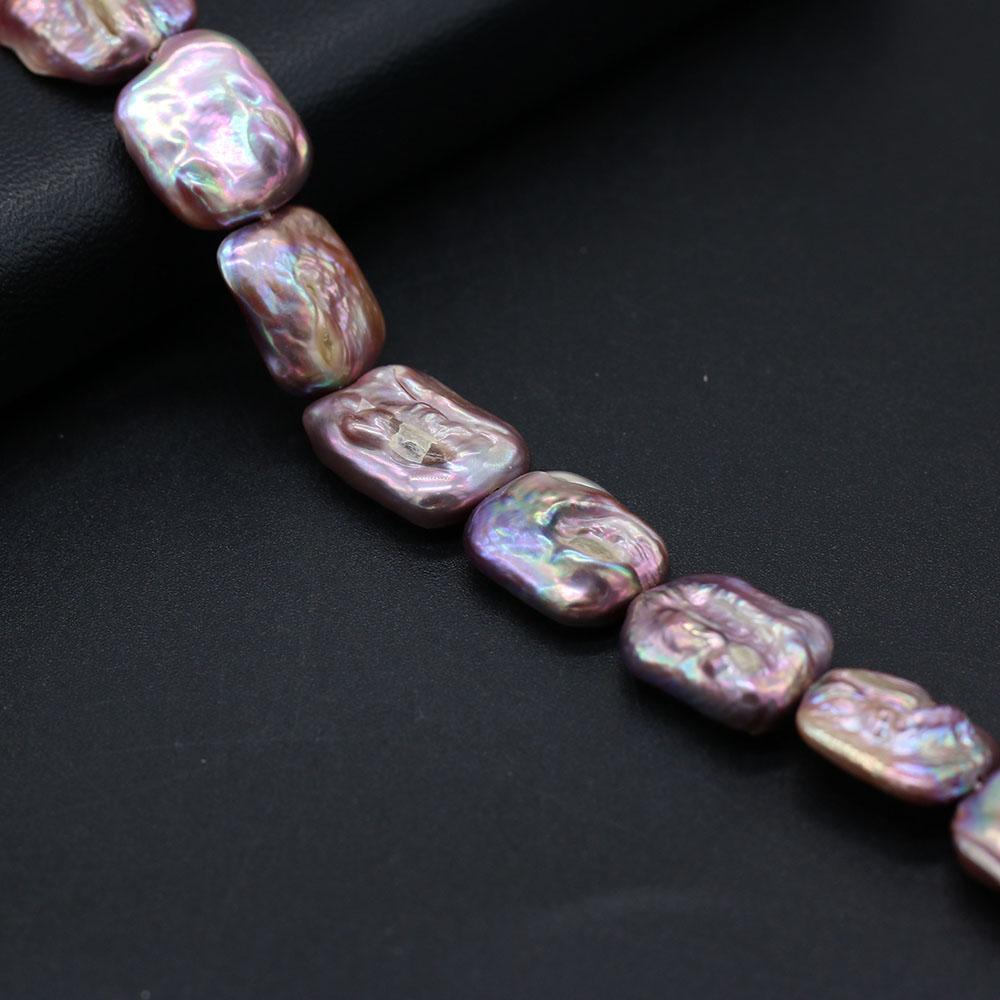 1String, Purple Natural Freshwater Pearls, 15×18mm, Handmade Rectangle Pearl Beads for Jewelry Making DIY, Cheapest Items Available 36cm