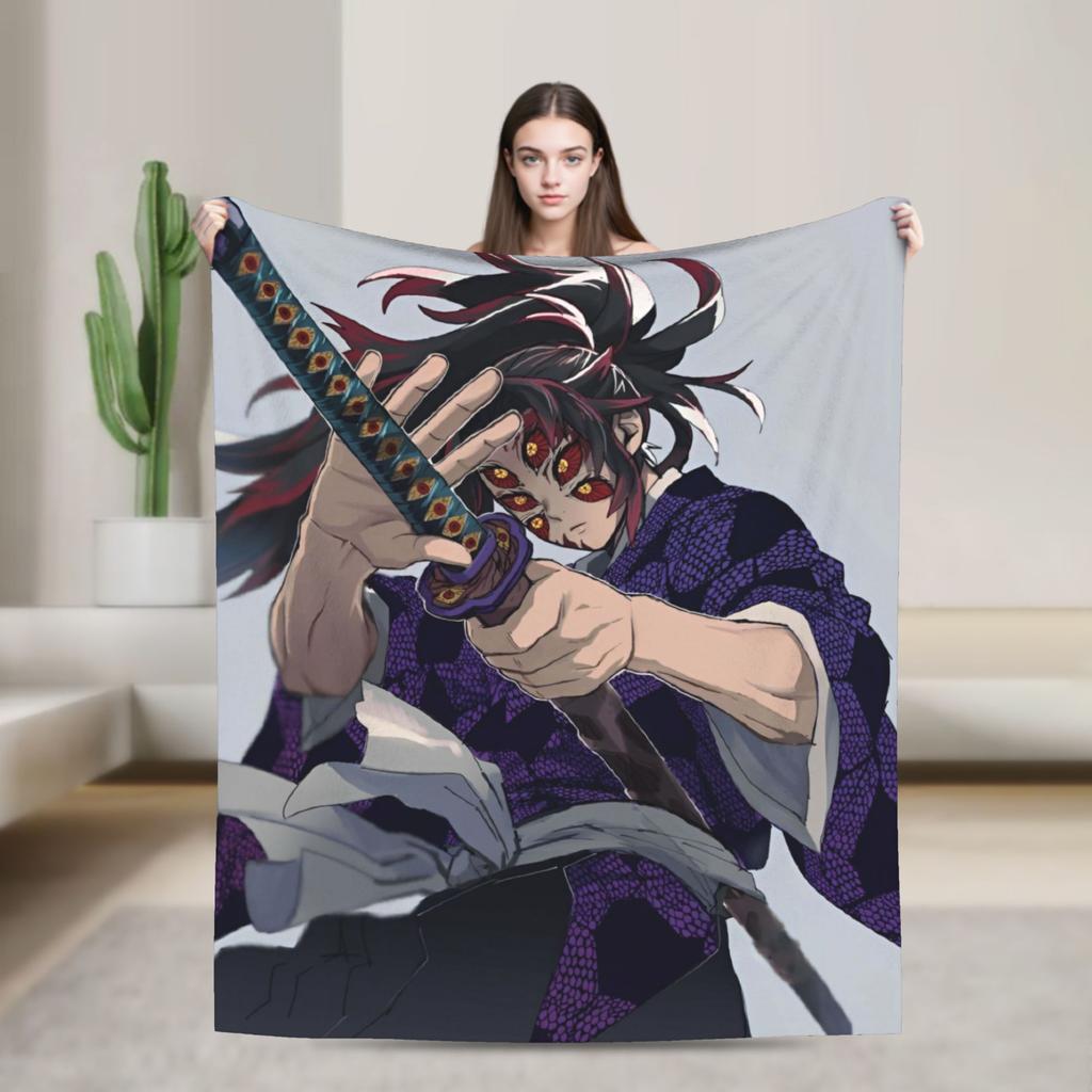 Nezuko's Kimono Tribute- Asanoha Pink Hemp Leaf Blanket Demon Slayer Flannel Funny Warm Throw Blanket for Home Winter