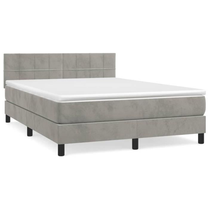 VidaXL Divan Bed and Mattress Light Grey 140x200cm Velvet - Model 3141305