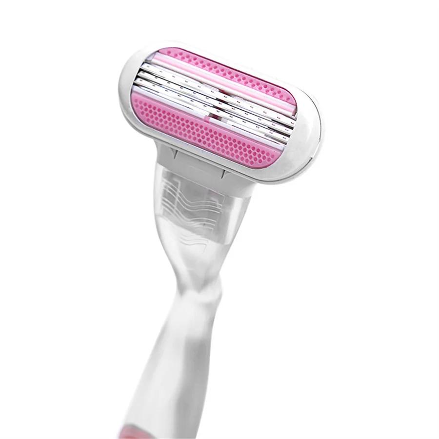 1 Handle With 4 Blades Women Safety Razor Blades Face/Leg/Armpit/Bikini Beauty Hair Removal Shaving Compatible Hair Shaver