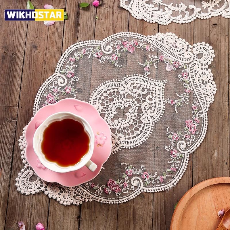 Vintage Spitzen-Platzset Tischserviette Kaffeetasse Tassenuntersetzer Stickerei Tischdecke Essmatte Heim Hochzeit Party Deko Accessoire