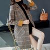 Checkered Woolen Coat for Women Medium Long Wool Trenches Korean Fashion Plaid Winter Jackets Woolen Coats