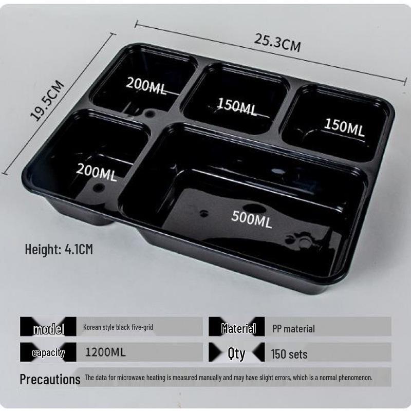 Custom Multi-Compartment Disposable Food Containers - 4, 5, or More Compartments - Takeaway Bento Fast Food Boxes, Rectangular Lunch Boxes