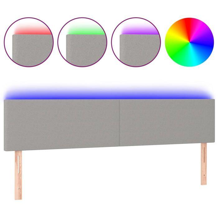 VidaXL LED Headboard Bedroom Furniture Double Bed Accessory Head of Bed Frame Interior Light Grey 3121338