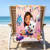 proof beach towel with a Gabby's Dollhouse2 pattern - soft,absorbent,quick-drying,machine washable - perfect for swimming,camping,bathing