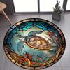 1pc Coral Turtle Pattern Round Rug, Non-slip Floor Mat for Living Room, Bedroom, Bathroom, Holiday Home Decoration