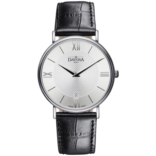 

Davosa Pianos II Swiss-Made Watch with Two Hands and Date Display, Black, 162.485.15, Men s