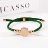 Stainless Steel Multi-Color Adjustable Bracelet with Round Tag for Laser Engraving, 15mm Hole