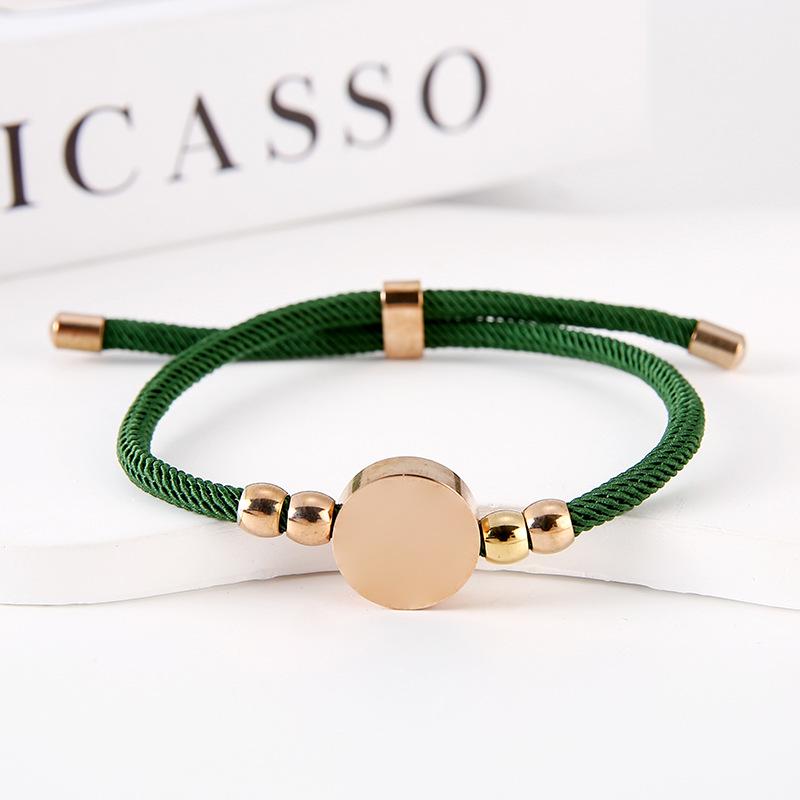 Stainless Steel Multi-Color Adjustable Bracelet with Round Tag for Laser Engraving, 15mm Hole