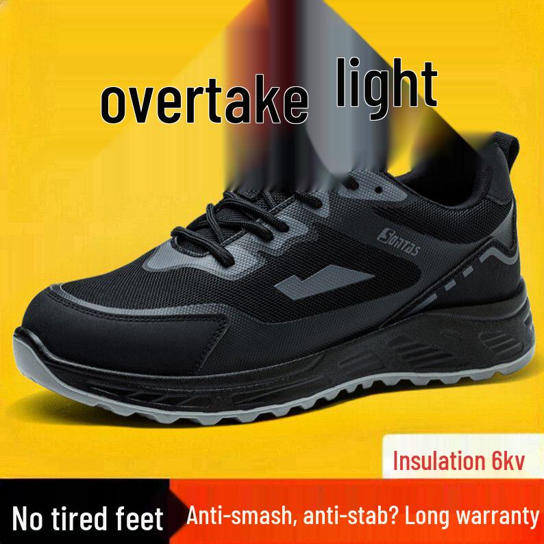 Men's Summer Breathable Steel Toe Work Shoes - Anti-Smash, Anti-Puncture, Insulated, Cotton, Velvet-Lined for Construction.