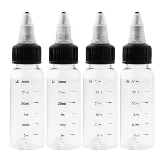 

2/3/4 шт. 30/50/100/230 мл прозора пляшка для фарби зі шкалою, багаторазова пляшка-дозатор, порожня пляшка, що стискається, зі скляною кулькою для змішування 30ML 4pcs