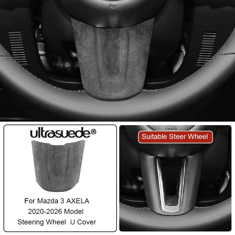 

For LHD Mazda3 Axela 2020 2021 2022 2023 2024 2025 Suede Overlays Interior Trim On Gears, Window Lifting Button, Steering Wheel