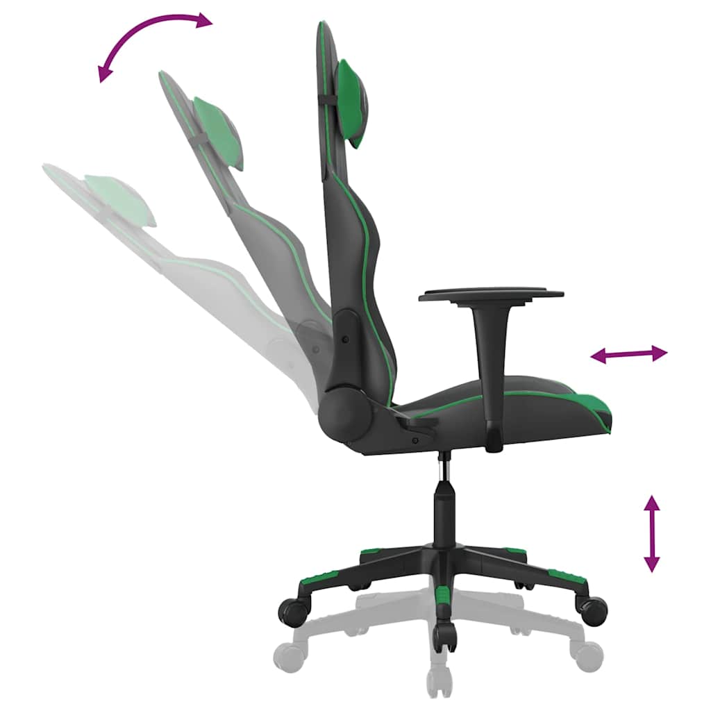 Vidaxl Gaming Chair, Black-Green, Faux Leather