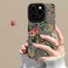 The Chinese-style Green Leaf Flower Chain Is Suitable for Apple 16pro Phone Cases with 15 Suede, 14 Fine-hole Anti-drop, and 13 Silicone 7/8