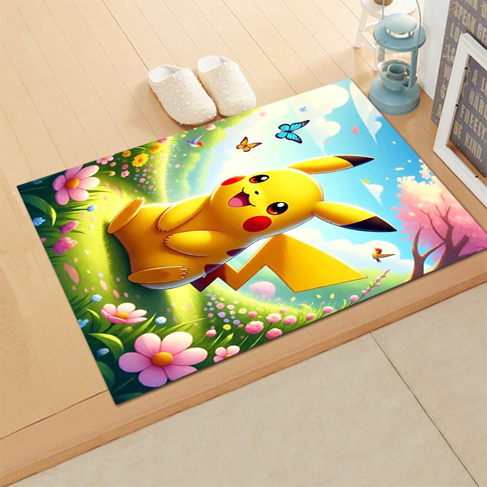 Pikachu Adventure Begins rug for living rooms, bedrooms, home décor, and as gifts.