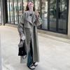 Women's Korean-Style Gray-Green Windbreaker Jacket, Autumn 2024 High-End Mid-Length Coat