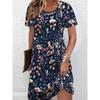 Women's Elegant Butterfly Print Short-Sleeved Round Neck Dress