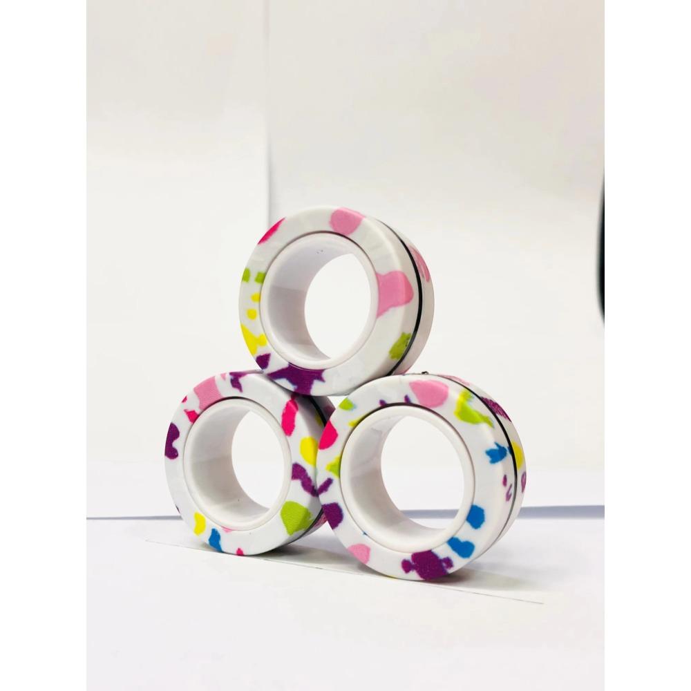 3pcs Finger Magnetic Rings Colorful Fidget Toy Set Adult Magnets Spinner Rings for Relieve Stress Anxiety Relief Therapy