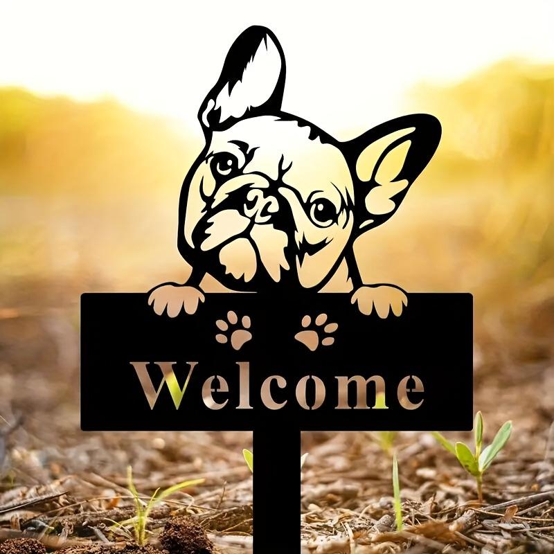 Metal French Bulldog Memorial Garden Stake Sign Yard Marker