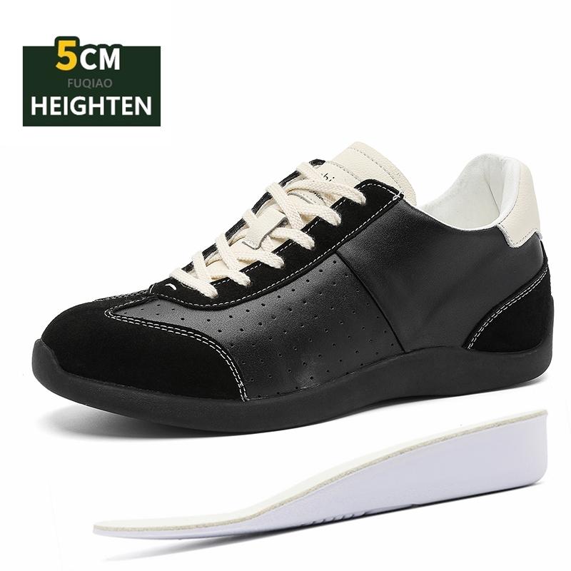 

5cm Hidden Lift Sneakers Unisex Genuine Leather Ballet Training Shoes Casual Height Increase Fashion Sports Elevator Shoes 36 чёрный