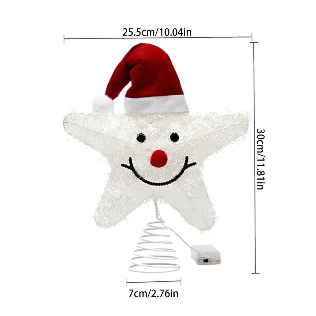 Light Up Star For Christmas Tree Five-Pointed Star Lighted Tree Topper Holiday Ornament Indoor Home Decoration For Bedroom