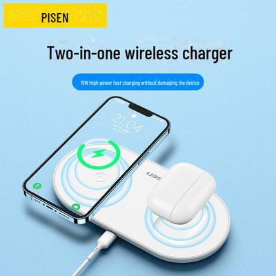 PISEN 15W Magnetic 2-in-1 Wireless Charger for Apple AirPods