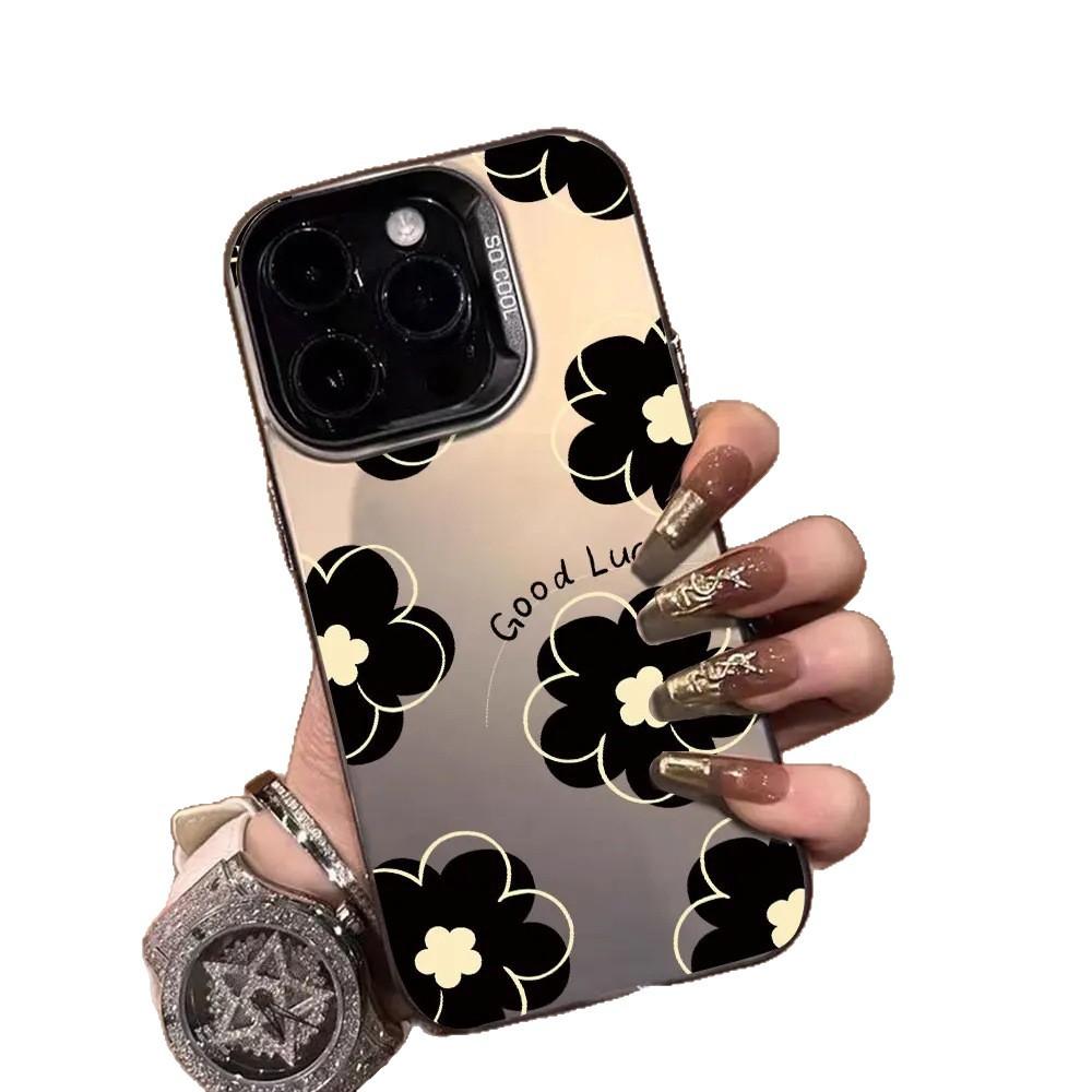 Black Flower for Apple 15 Colored Silver iPhone14Pro Creative 11promax Matte 16 Protective Case 17