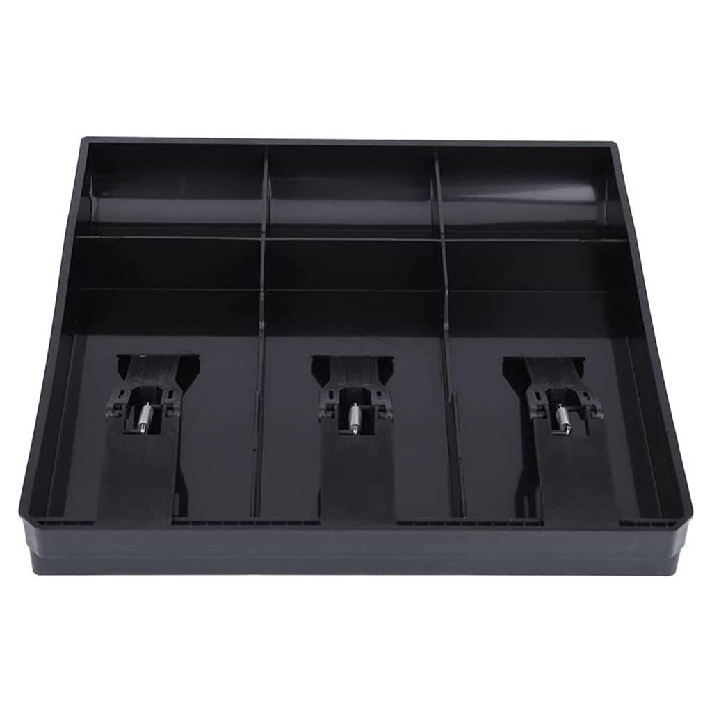 Cash Register Drawer Tray for Notes and Coins, Retail Counter Money Organizer, Black, 40.4D x 24.4W x 3.5H Centimeters