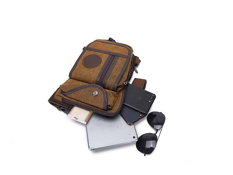 Riñonera de Lona Impermeable para Hombre para Exteriores, Cruzada Resistente al Desgaste para Viajes
