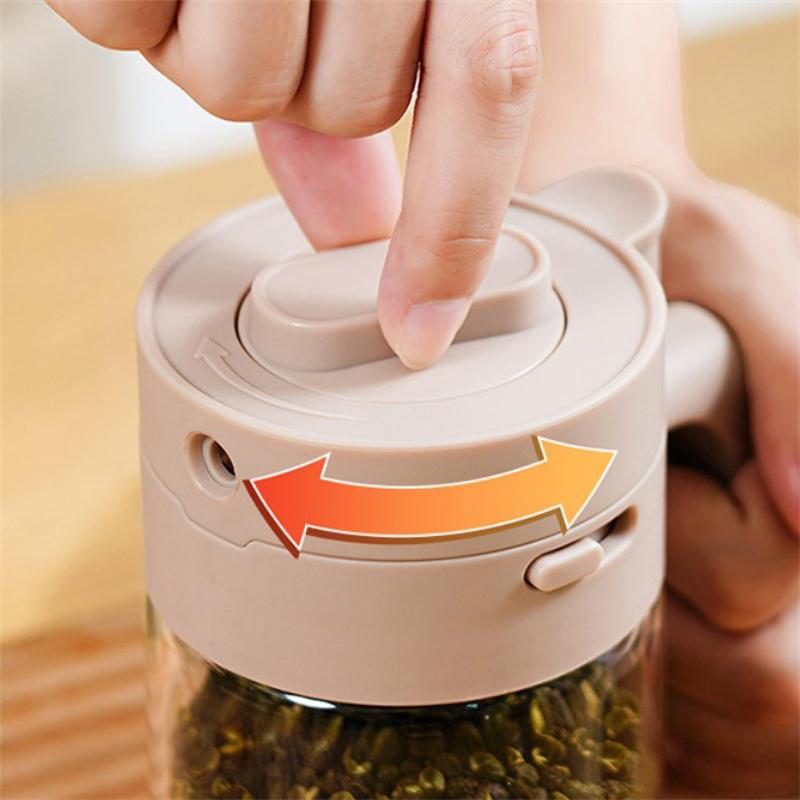 Household Kitchen Moisture-Proof Seasoning Jar Salt Container 2 In 1 Glass Spice Bottle Spoon Separation Glass Seasoning Can